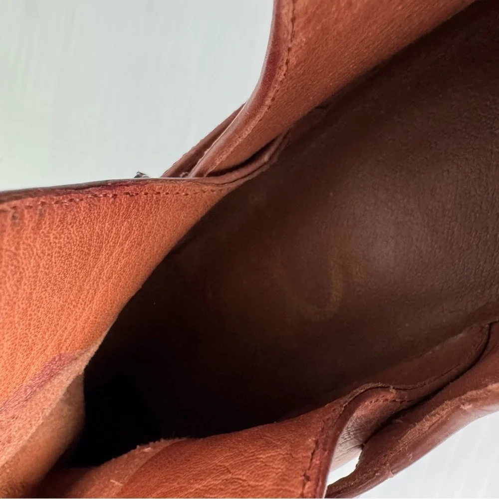 Sam Edelman Palmer cognac leather booties size 8 women’s stacked heel slip on - Picture 11 of 13